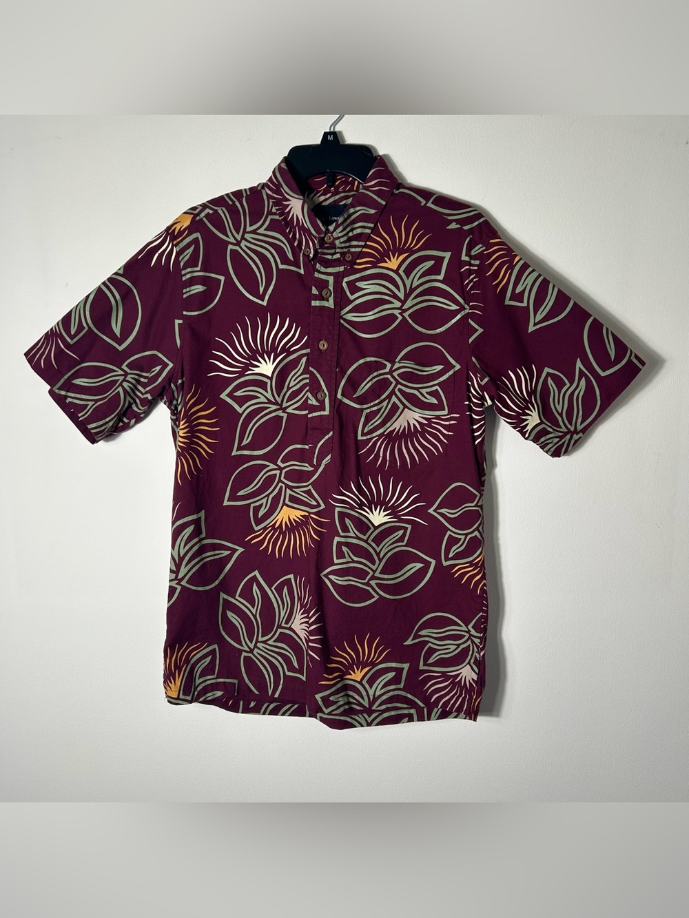 Sig Zane Hilo Hawaii Shirt Mens M Pullover Collar Button Down Tropical Aloha
